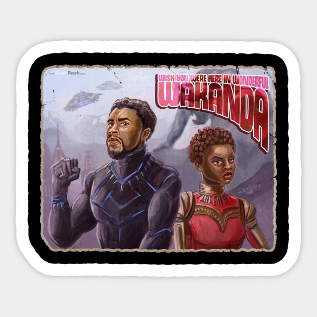 Wish You Were In Wakanda Sticker by Dustin Resch